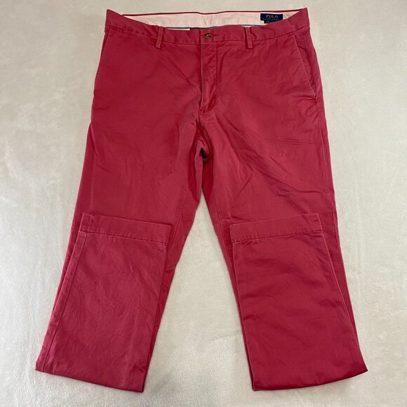 Polo Ralph Lauren Polo Pants Men 36x33 Salmon Pastel Pink Chino Stretch Slim Fit - Picture 1 of 11